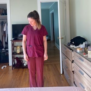 Maroon Burgundy Scrub Set